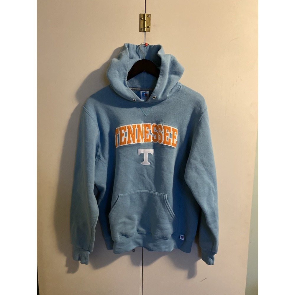 VTG Y2K Russell Athletic Tennessee Vols Hoodie Light Blue Spellout Patch Size M